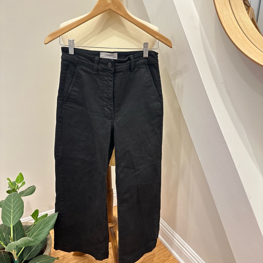 Everlane Cropped Wide Leg Black Jeans